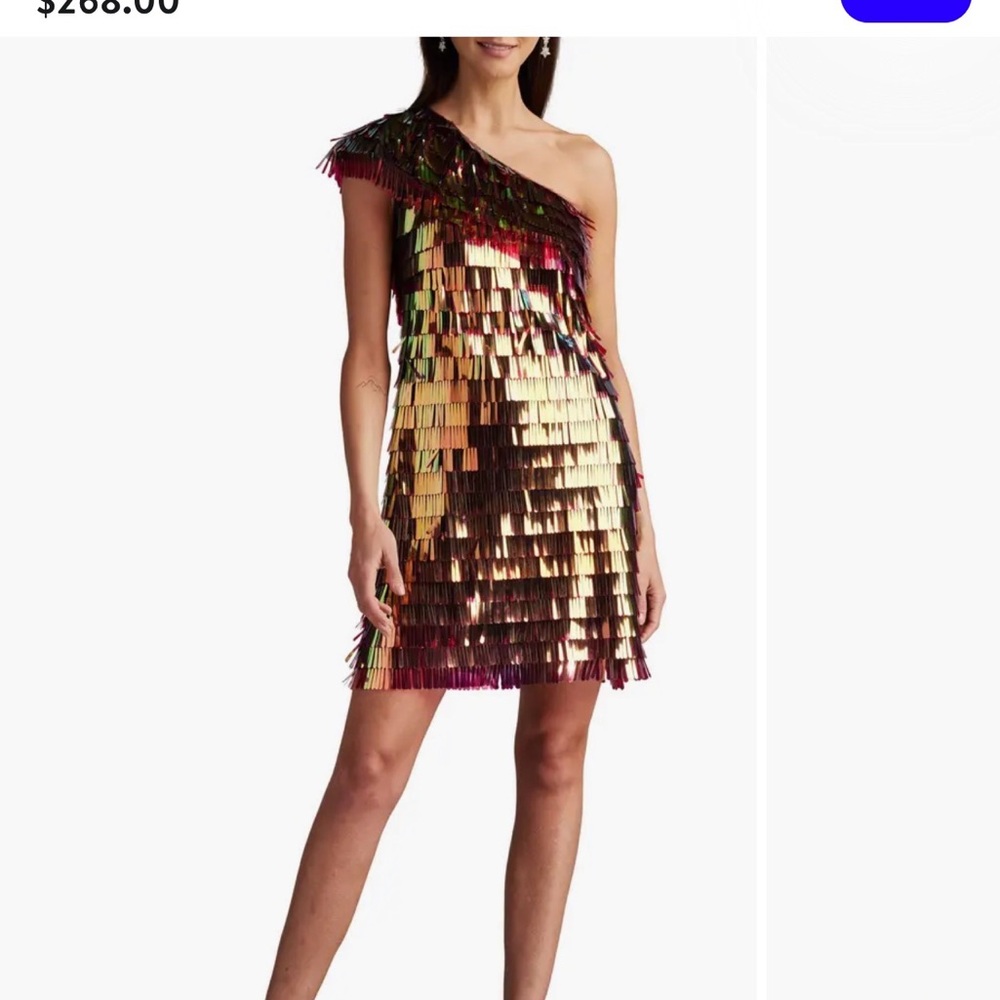 Bronze Shimmer One Shoulder Sequin Dress